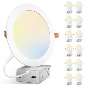 12009 Amico 12 Pack 7 Inch 5cct Ultra-thin Led Canless Recessed Ceiling Light With Juncti