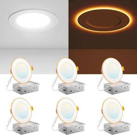 5cct Amico 313098756774 6 Pack Inch Led Recessed Ceiling Light With Double Ring Night