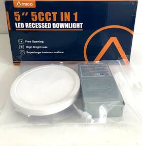 5fmct10sr05wh Amico 5 Inch Led Recessed Downlight Lighting Kit 1 Pack White 5cct 120v With Driver