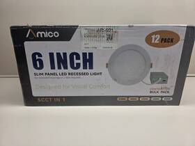 6in-12pcs-5cct Amico New 12 Pack 6 Inch 5cct Ultra-thin Slim Panel Led Recessed Ceiling Light Kits