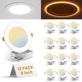 6in-12pcs-night Amico 6 Inch 12-pack Adjustable 5cct Dimmable Led Recessed Light Trim