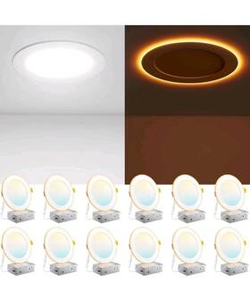 5cct Amico 726084627604 12 Pack 6 Inch Led Recessed Slim Light With Night 2700k-5000k