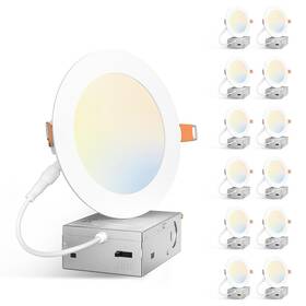 5cct Amico 850063371094 12 Pack 5 Inch Ultra-thin Led Canless Recessed Ceiling Light With Juncti