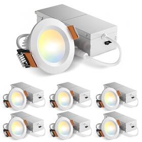 5cct Amico 850064717747 6 Pack 2 Inch Ultra-thin Led Canless Recessed Ceiling Light With J