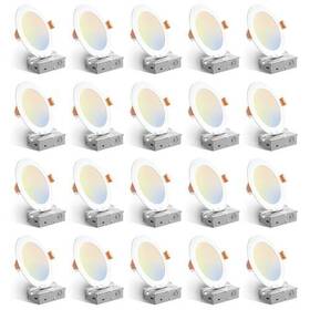 A08010006 Amico 20 Pack 5cct Ultra-thin Led Recessed Ceiling Light With Junction Box 6 Inch