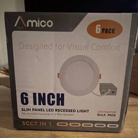 A1806ax034-2 Amico 6 Inch Slim Panel Led Recessed Light Pack Dimmable 5cct 12w 1050lm