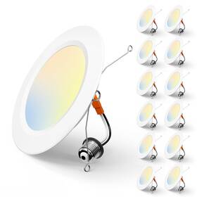 Fxf01007 Amico 5/6 Inch 5cct Led Recessed Lighting 12 Pack 1050lm Flat Can Lights Dimmable