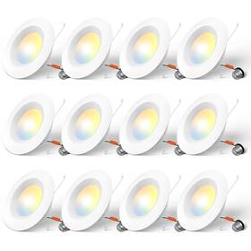 Hu-xi-171 Amico 5/6 Inch 5cct Led Recessed Lighting 12 Pack Dimmable Damp Rated 12.5