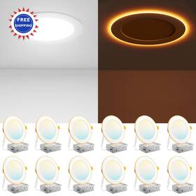 Rd11-06-12-uc5-dn-wh Amico Led Recessed Ceiling Light 12 Pack 6 Inch 5cct 2700k-5000k Dimmable Downlight