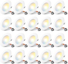 Tp120-rt4-dim-e4-g1 Amico 20 Pack 4 Inch Led Can Lights Retrofit Recessed Lighting Baffle Trim Dimmable