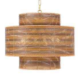 Amplug In 741365682943 Boho Large Rattan Chandelier 6-light 3-tier With Hand Woven Brown