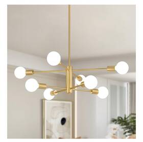 Rg001 Amzasa Modern Sputnik Chandelier Gold Ceiling Light Fixture Dining Living Room