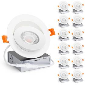 5cct Angeleaf 739719227315 12 Pack 4 Inch Led Gimbal Recessed Light With Junction Box 360 90 Adj