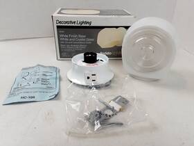 66482 Angelo Lighting Decorative Light Fixture With Outlet White Base And Crystal Glass