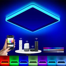 Ls-a-i3-24w-dim-appwyrgb Annaror Smart Led Ceiling Light Wifi 13in Rgb Flush Mount Lighting Fixture With Remo