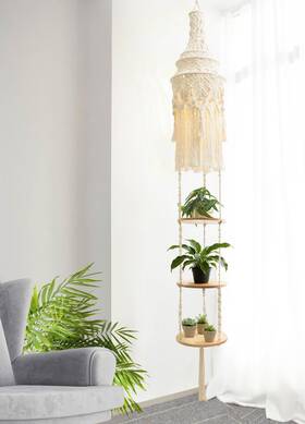 Hk-mpls-cw02 Anroye 3-tier Cotton Macrame Hanging Light Fixture Shelf Boho Corner Pendant Lamp S