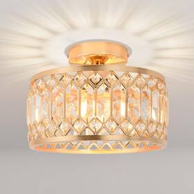 An-ua190808-e12-2g Anwio Crystal Gold Ceiling Light Fixture Modern Semi Flush Mount