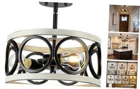 Qz-x-04 Anyu Farmhouse Semi Flush Mount Ceiling Light 3-light Industry Oak White Sloped