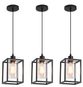 Aj-p203 Aojunsansan 3 Pack Black Pendant Lights For Kitchen Island Industrial Lantern Light