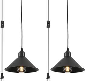 Aj-pl31b Aojunsansan Black Plug In Pendant Light 2 Pack Industrial Hanging Lamp Vintage Pendan
