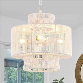 B0dbvxcc8g Aol Furin 13 Inch Boho Small Rattan Chandelier Wicker Farmhouse Pendant Coastal 4 Light