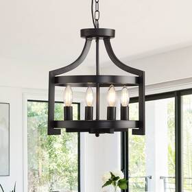 Aolala 791783876424 Farmhouse Chandelier Rustic Black Hanging Pendant Light Fixture Metal 4