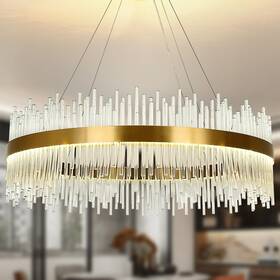 Aoochok Aceu-blb24 Modern Crystal Chandelier Gold Ceiling Lights Led Pendant Light Round