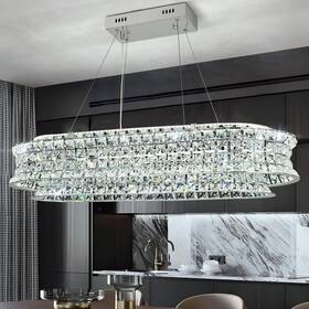 Aceu-xmy04 Aoochok Led Chrome Oval Crystal Chandelier 30x14 Inch Modern