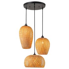 Aoodu 492634972213 Rattan Pendant Light Bamboo Hanging 3-lights Boho F
