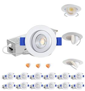 Aosclex 731716512067 3 Inch Led Recessed Lighting 12 Pack 360 Adjustable Gimbal 5cct Dimmable