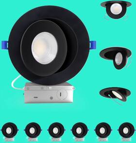 Aosclex 731716512135 6 Inch 5cct Gimbal Led Recessed Lighting With Jbox 360 90 2700k-5000k 15w