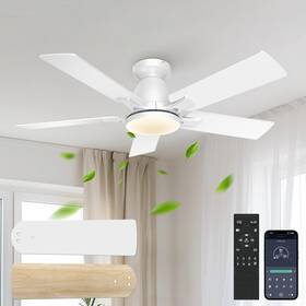 Fsd11s-42-s00rz-wh5-1p Aphyni 42 Inch Ceiling Fans With Lights And Remote Control 6-speed Quiet Dc Motor