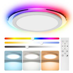 Xd11f-28w-d9.6m-car Aphyni Planetary Ring Rgb Ledceiling Light Fixture With Remote 2400lm 3000k6500k Dimmab