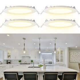 Apluschoice 640671050777 4 Pcs 12w Round Recessed Led Panel Light Ceiling Downlight Warm White Store Lamp