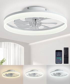 Aqubt 757597538088 Ceiling Fans With Lights And Remote 20 Inch Modern Low Profile White