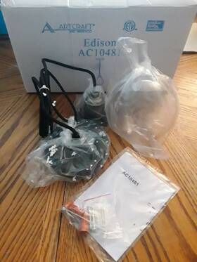 Ac10481 Artcraft Lighting Edison One Light Pendant Black Finish Large Round Bulb