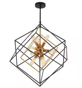 1009230850 Artika Imperium 9-light Black And Gold Modern Sputnik Geometric Chandelier Light