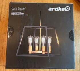 Car15-c Artika Carter Square 4-light Chandelier - Black
