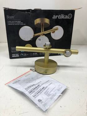 Fm-bl5c-hd2gd Artika Bloom 13 Inch 3-light Gold Modern Led Flush Mount Ceiling Light