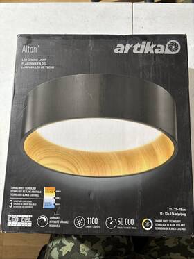 Fmalchd2wd Artika Alton Flushmount Ceiling Light Fixture Black And Wood Accent