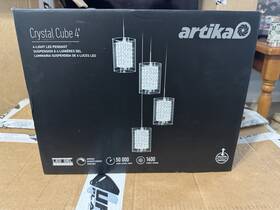 Pdt-4cc-c Artika Crystal Cube 4-light Led Pendant Light Chrome Modern Fixture