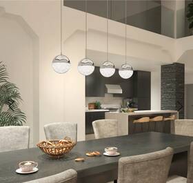 Pdt4-sp Artika Sparkle 21-watt 4-light Glam Chrome Plated Integrated Led Pendant Light