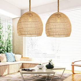 Wh0136p Arturesthome 1 Light Natural Rattan Pendant Fixturewoven Wicker Chandelie