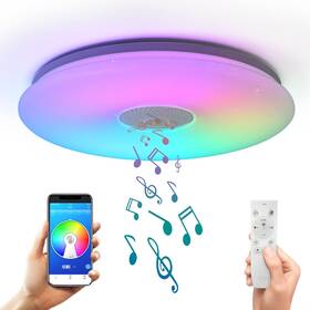 Asall005-40 Asall 36w Led Music Ceiling Lightwith Remote Control Bluetooth Speaker Rgb Rainbow