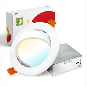 Asd 810050730891 4 Inch Gimbal Led Recessed Light With Junction Box 9w 630lm 3000k/4000k/500
