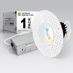 A-cd-tr-3d12ac-wh Asd Trimless 3 Inch Led Recessed Light 12w 120v Round Commercial Downlight Canless