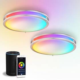 A-dr18d28s-rgbw-n-2p Asd Led 18 Inch Round Flush Mount Light Fixture 28w 1850lm Rgb-2700k-6500k 120v