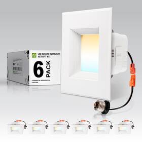A-lrks-4d9acwh Asd 6p White 4 Inch Retrofit Led Square Recessed Lighting - 9w 709lm 2700/3000/3500/