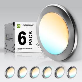 Asd-lds-6d15ac-nk Asd 6 Pack Led Disk Lights Inch 15w 5cct 2700k5000k 1245lm Dimmable Flush Mount Ce
