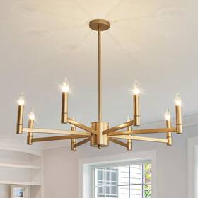 L-2145 Asgyisa 8-light Gold Candle Chandeliers Modern Farmhouse 35.4inch